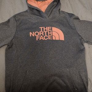 The North Face Men's Gray and Peach Hoodie